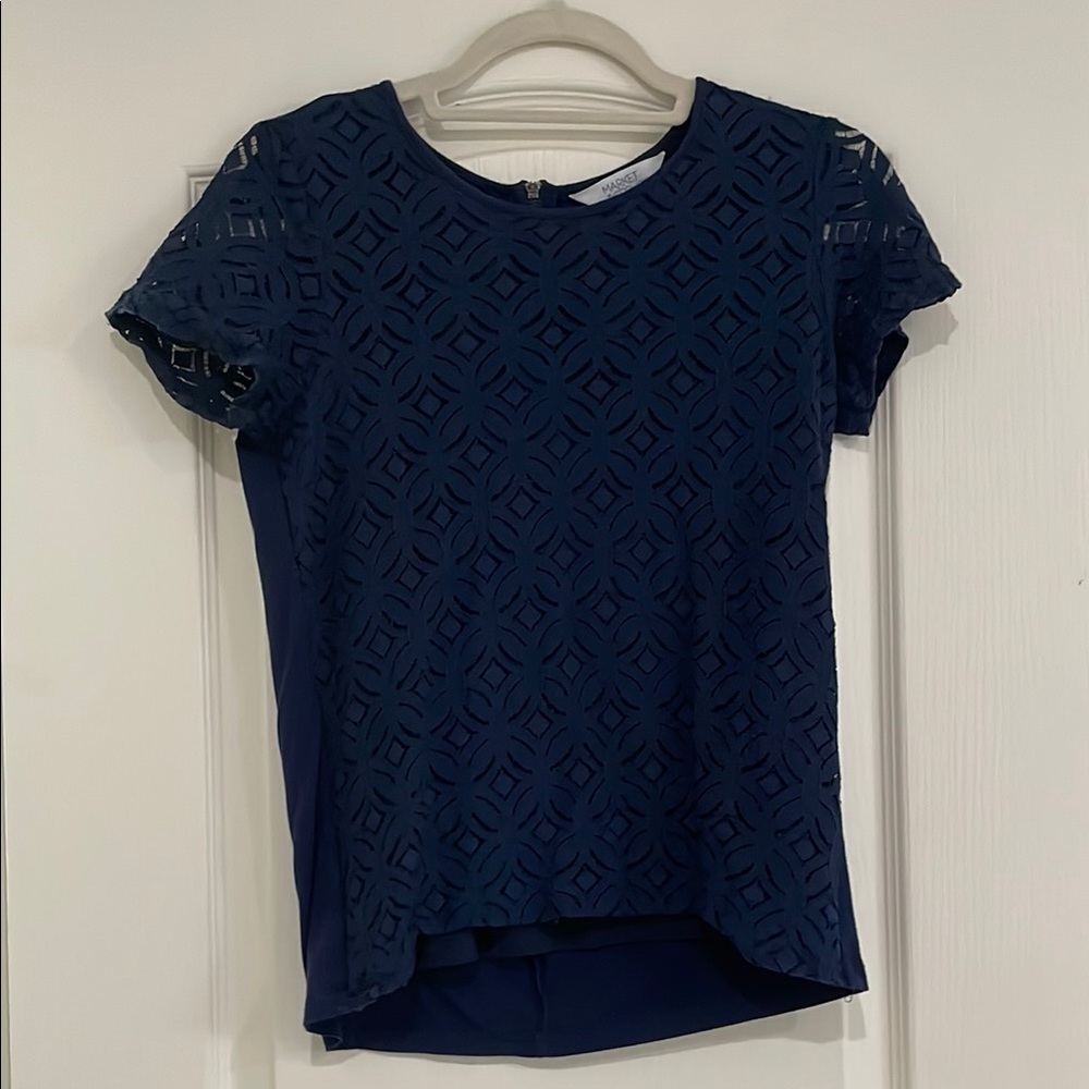 Market & Spruce Blue Blouse with Long Sleeves